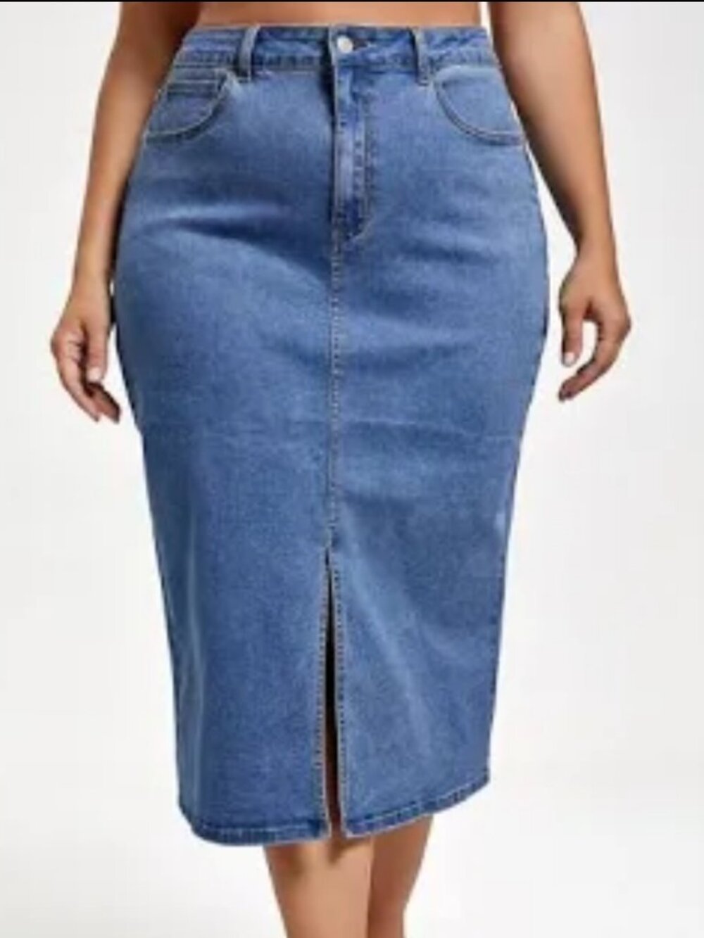 Plus Size Midi Denim Skirt NWT